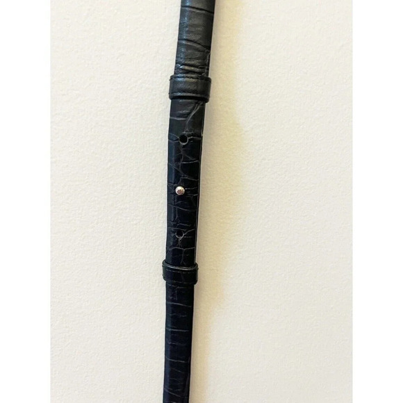 Sandy Duftler Designs Belt 34 M Embossed Leather Black Silver Buckle 5613 USA - Picture 6 of 10